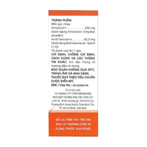 Imefed SC 250mg/62.5mg Imexpharm 12 gói x 0.8g (Amoxicillin + Acid Clavulanic)