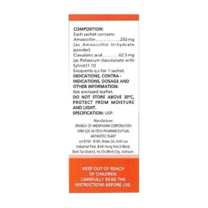 Imefed SC 250mg/62.5mg Imexpharm 12 gói x 0.8g (Amoxicillin + Acid Clavulanic)