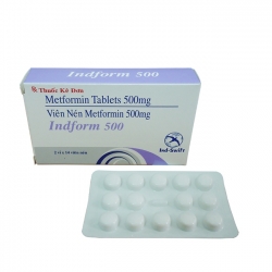 Thuốc tiểu đường INDFORM 500mg Hộp 2 vỉ x 14 viên  Thuốc tiểu đường INDFORM 500mg Hộp 2 vỉ x 14 viên