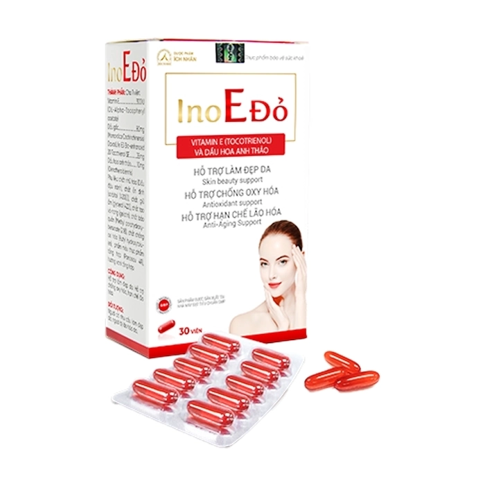 Ino E Đỏ Ích Nhân 3 vỉ x 10 viên - Hỗ trợ làm đẹp da