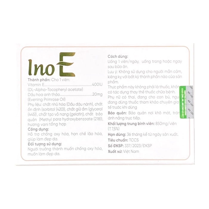 Ino E Ích Nhân 3 vỉ x 10 viên - Hỗ trợ làm đẹp da Ino E Ích Nhân 3 vỉ x 10 viên - Hỗ trợ làm đẹp da