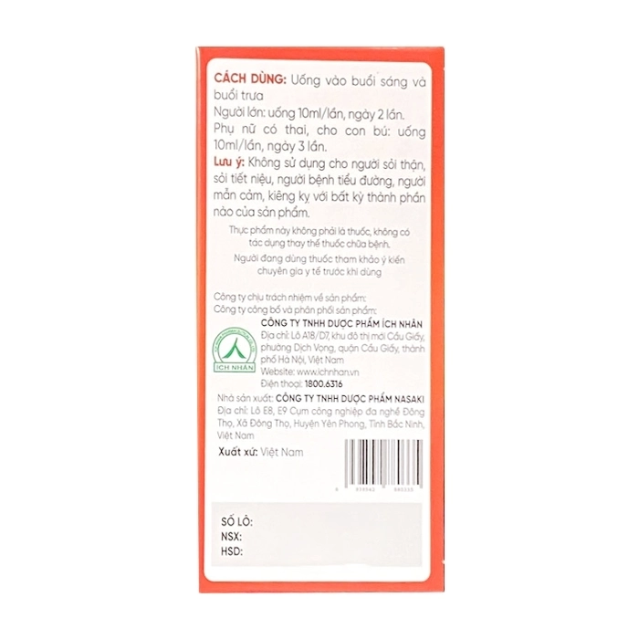 InoCalci Ích Nhân 4 vỉ x 5 ống x 10ml - Bổ sung giúp xương răng chắc khỏe InoCalci Ích Nhân 4 vỉ x 5 ống x 10ml - Bổ sung giúp xương răng chắc khỏe