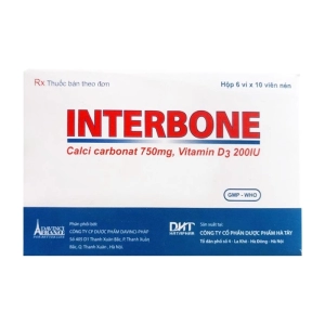 Interbone Hataphar 6 vỉ x 10 viên (Calcium carbonate + Vitamin D3)