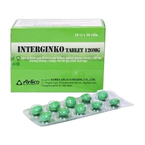 Interginko Tablet 120mg Korea Arlico Pharm 10 vỉ x 10 viên (Ginkgo biloba)