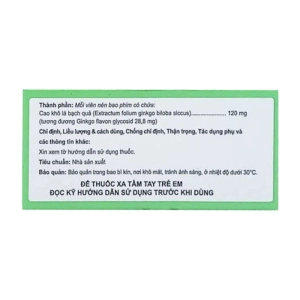 Interginko Tablet 120mg Korea Arlico Pharm 10 vỉ x 10 viên (Ginkgo biloba)