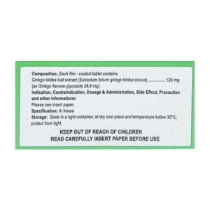 Interginko Tablet 120mg Korea Arlico Pharm 10 vỉ x 10 viên (Ginkgo biloba)
