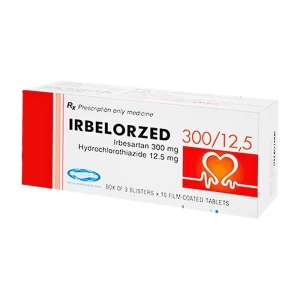 Irbelorzed 300/12.5 Savipharm 3 vỉ x 10 viên (Irbesartan + Hydroclorothiazid) Irbelorzed 300/12.5 Savipharm 3 vỉ x 10 viên (Irbesartan + Hydroclorothiazid)
