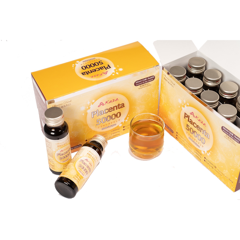Kaza Placenta 50000 nước uống đẹp da chống lão hóa, Hộp 10 chai 50ml