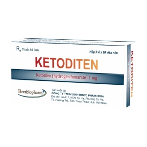 Ketoditen 1mg Herabiopharm 3 vỉ x 10 viên (Ketotifen)