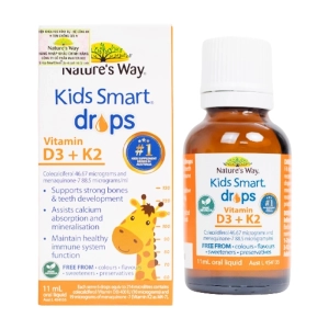 Kids Smart Drops Vitamin D3 K2 Nature's Way 11ml - Bổ sung D3K2 Organic cho bé Kids Smart Drops Vitamin D3 K2 Nature's Way 11ml - Bổ sung D3K2 Organic cho bé