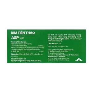Kim Tiền Thảo AGP 160 Agimexpharm 10 vỉ x 10 viên