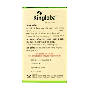 Kingloba 40mg Bidiphar 10 vỉ x 10 viên (Ginkgo biloba)