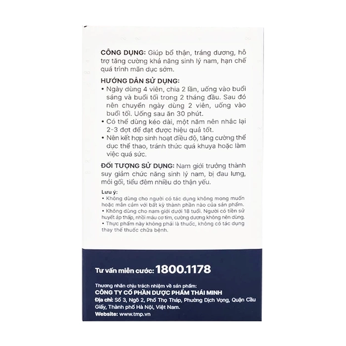 KingsUp Thái Minh 30 viên - Hỗ trợ bổ thận, tráng dương KingsUp Thái Minh 30 viên - Hỗ trợ bổ thận, tráng dương