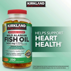 Kirkland Wild Alaskan Fish Oil 1400mg dầu cá Alaskan, Chai 230 viên