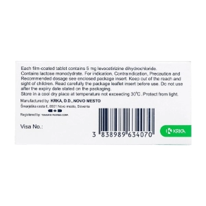 Lertazin 5mg Krka 3 vỉ x 10 viên (Levocetirizin)