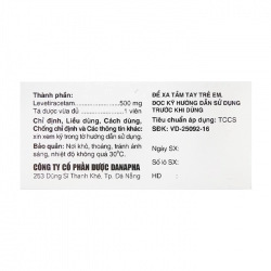 Levpiram 500mg Danapha 5 vỉ x 10 viên - Trị động kinh Levpiram 500mg Danapha 5 vỉ x 10 viên - Trị động kinh