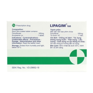 Lipagim 160 Agimexpharm 3 vỉ x 10 viên Lipagim 160 Agimexpharm 3 vỉ x 10 viên