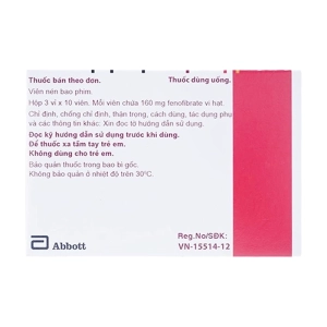 Lipanthyl Suppra 160mg Abbott 3 vỉ x 10 viên Lipanthyl Suppra 160mg Abbott 3 vỉ x 10 viên