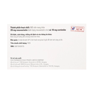 Lipocomb 20mg/10mg Egis 3 vỉ x 10 viên (Rosuvastatin + Ezetimibe)