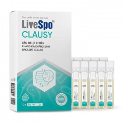 LiveSpo CLAUSY 10 ống x 5ml - Bào Tử Lợi Khuẩn Kháng Đa Kháng Sinh Bacillus Clausii LiveSpo CLAUSY 10 ống x 5ml - Bào Tử Lợi Khuẩn Kháng Đa Kháng Sinh Bacillus Clausii