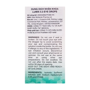 Lumix Eye Drops 0.3 East Midlands 10ml Lumix Eye Drops 0.3 East Midlands 10ml