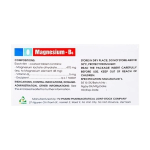 Magnesium - B6 TV.Pharm 10 vỉ x 10 viên (Magnesi + Vitamin B6)
