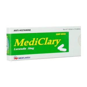 Mediclary 10mg Mediplantex 1 vỉ x 10 viên (Loratadin)