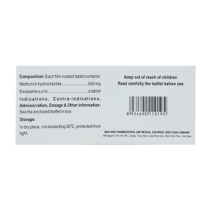 Mefomid 500 Bidiphar 5 vỉ x 10 viên (Metformin hydroclorid)