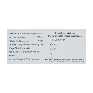 Mefomid 500 Bidiphar 5 vỉ x 10 viên (Metformin hydroclorid)