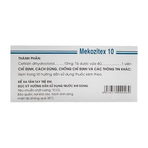 Mekozitex 10 Mekophar 10 vỉ x 15 viên (Cetirizine)
