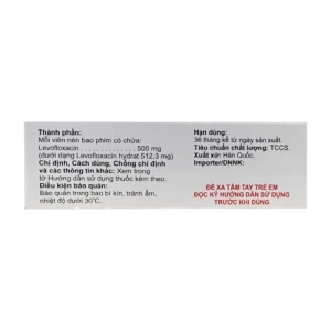 Melevox 500 Korea Prime 3 vỉ x 10 viên (Levofloxacin)