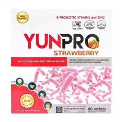 Men vi sinh Yunpro Strawberry, Hộp 60 gói Men vi sinh Yunpro Strawberry, Hộp 60 gói