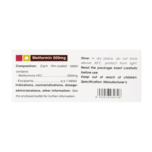 Metformin 500mg TV.Pharm 10 vỉ x 10 viên (Metformin)