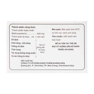 Methocarbamol 500mg Khapharco 10 vỉ x 10 viên (Methocarbamol)