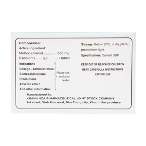 Methocarbamol 500mg Khapharco 10 vỉ x 10 viên (Methocarbamol)