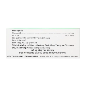 Miaryl 2mg Hasan 10 vỉ x 10 viên Miaryl 2mg Hasan 10 vỉ x 10 viên