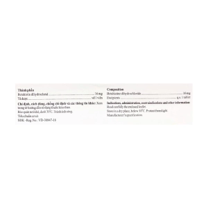 Mibeserc 16mg Hasan 3 vỉ x 20 viên Mibeserc 16mg Hasan 3 vỉ x 20 viên