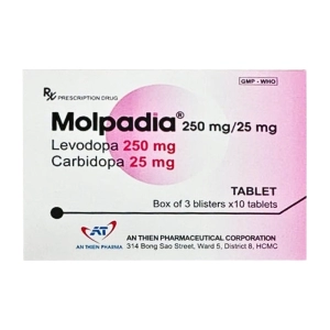 Molpadia 250mg/25mg An Thiên 3 vỉ x 10 viên (Levodopa + Carbidopa)