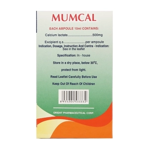 Mumcal 500mg Phương Đông 20 ống x 10ml (Calcium lactate)