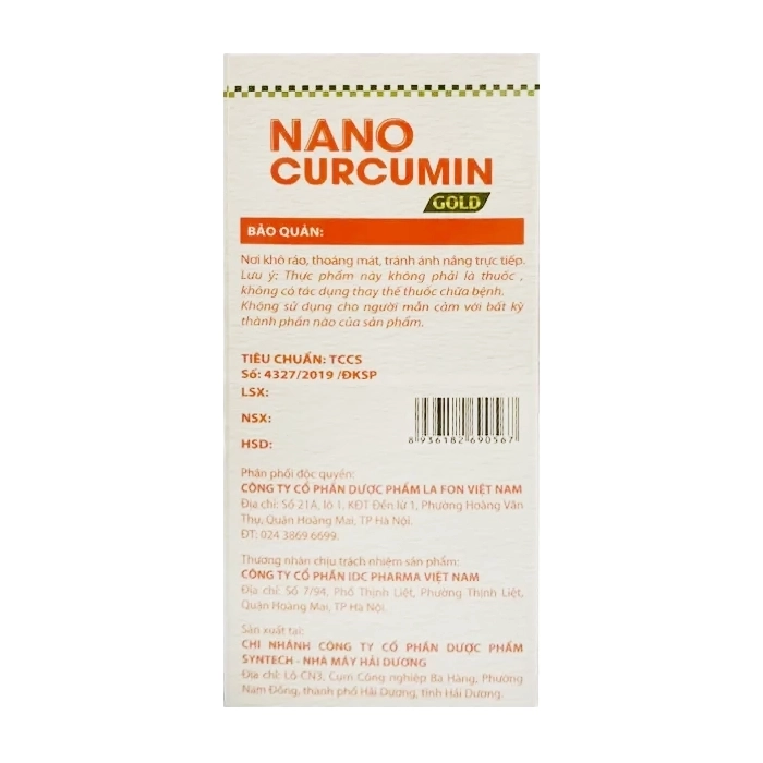 Nano Curcummin Gold 20 gói x 10ml - Hỗ trợ giảm viêm loét dạ dày, tá tràng