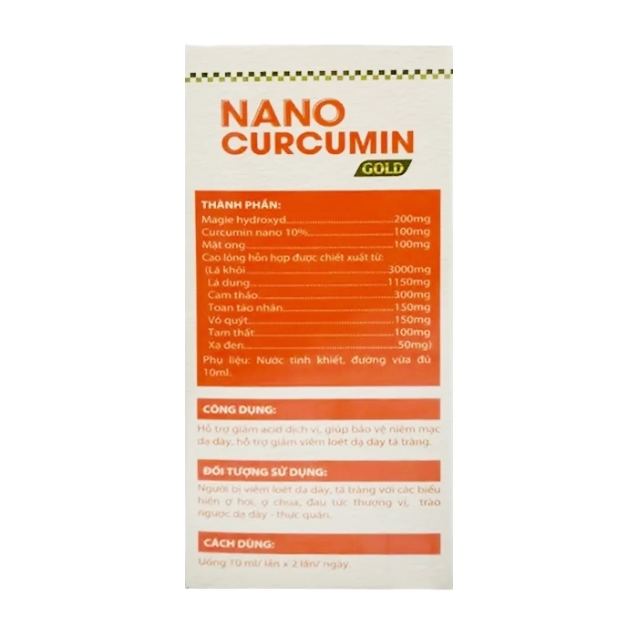 Nano Curcummin Gold 20 gói x 10ml - Hỗ trợ giảm viêm loét dạ dày, tá tràng