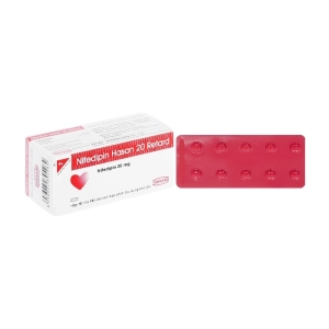 Nifedipine Hasan 20 Retard 10 vỉ x 10 viên Nifedipine Hasan 20 Retard 10 vỉ x 10 viên