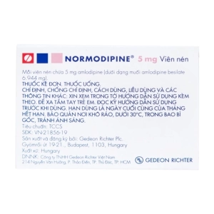 Normodipine 5mg Gedeon Richter 3 vỉ x 10 viên Normodipine 5mg Gedeon Richter 3 vỉ x 10 viên