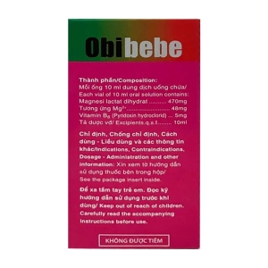 Obibebe Hataphar 4 vỉ x 5 ống x 10ml (Magnesi + Vitamin B6)