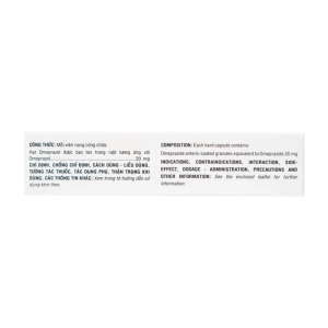Omeprazol TVP 20mg TV.Pharm 3 vỉ x 10 viên (Omeprazol)