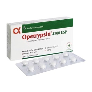 Opetrypsin 4200 USP OPV 2 vỉ x 10 viên Opetrypsin 4200 USP OPV 2 vỉ x 10 viên