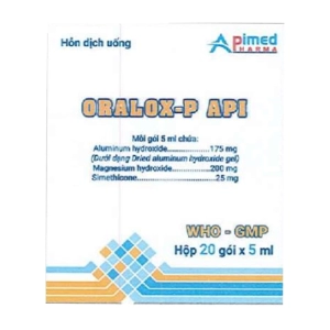 Oralox-P Api Apimed 20 gói x 5ml (Nhôm hydroxit + Magnesi hydroxyd + Simethicon)