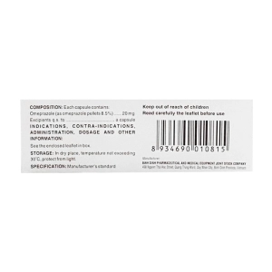 Oraptic 20 Bidiphar 5 vỉ x 4 viên (Omeprazole) Oraptic 20 Bidiphar 5 vỉ x 4 viên (Omeprazole)