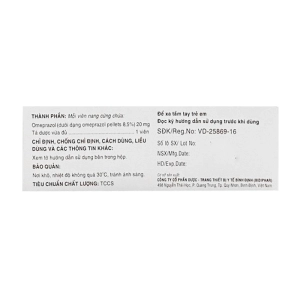 Oraptic 20 Bidiphar 5 vỉ x 4 viên (Omeprazole) Oraptic 20 Bidiphar 5 vỉ x 4 viên (Omeprazole)