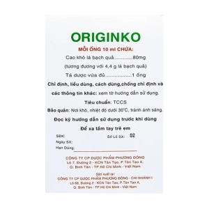 Originko 80mg Phương Đông 20 ống x 10ml (Ginkgo biloba)